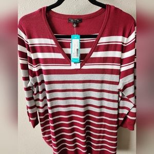 Darling Striped 3Q Sleeve Sweater